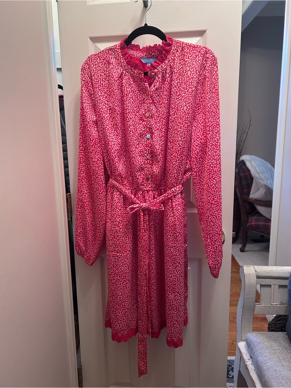 Draper James Long Sleeve Pullover Elastic Waist Dress w/Fabric Belt. Size XXL